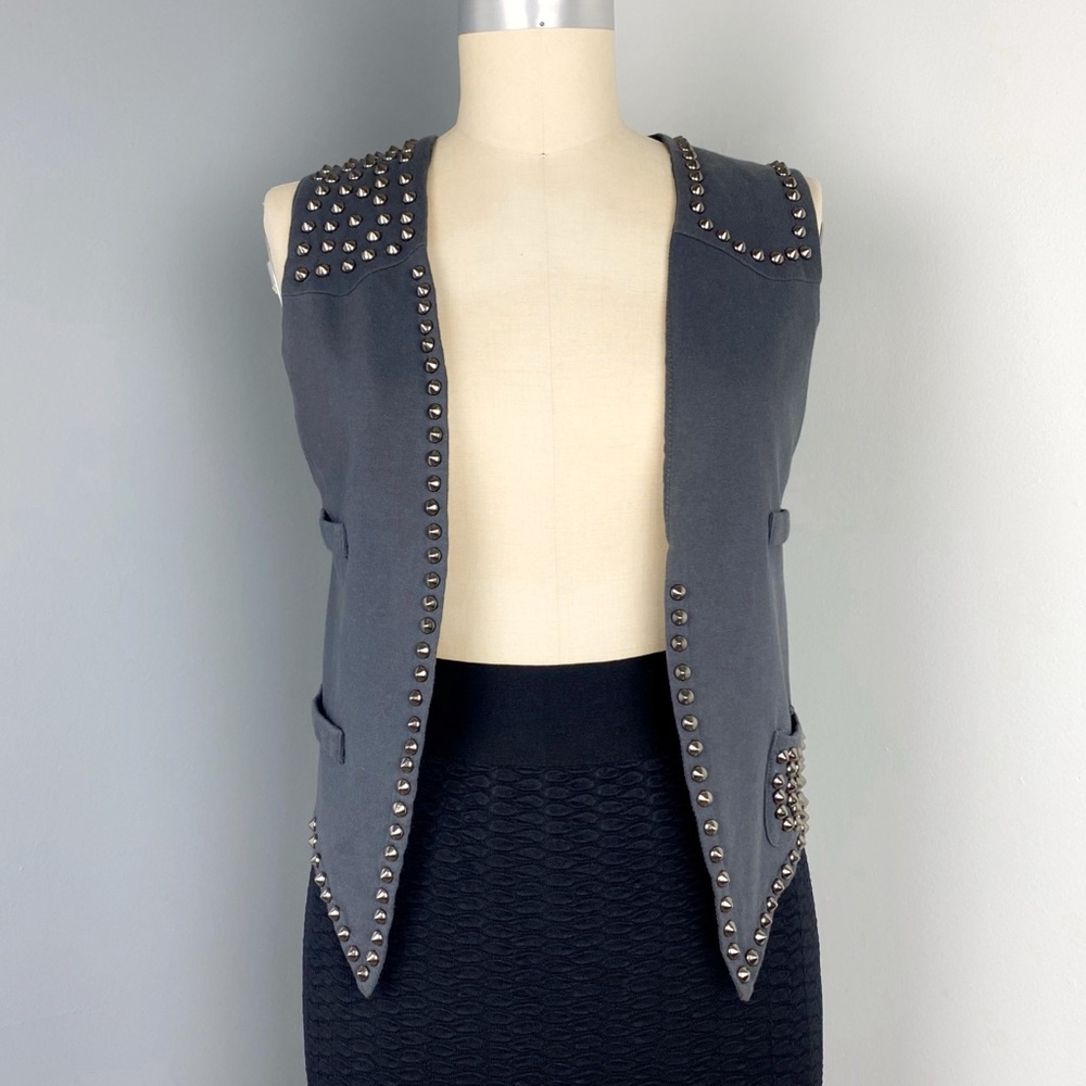 Calliope Women's Studded Open Front Vest Gray Size S